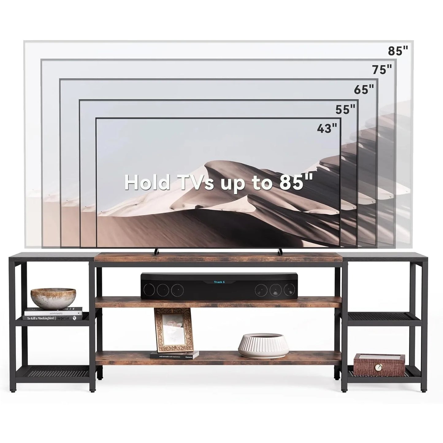 78 Inch Farmhouse TV Stand With Storage For 85 Inches