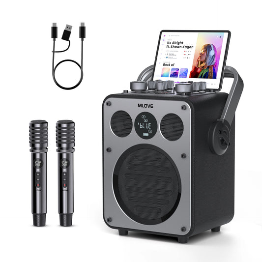 MLOVEC D5 Karaoke Machine With Bluetooth And Microphones