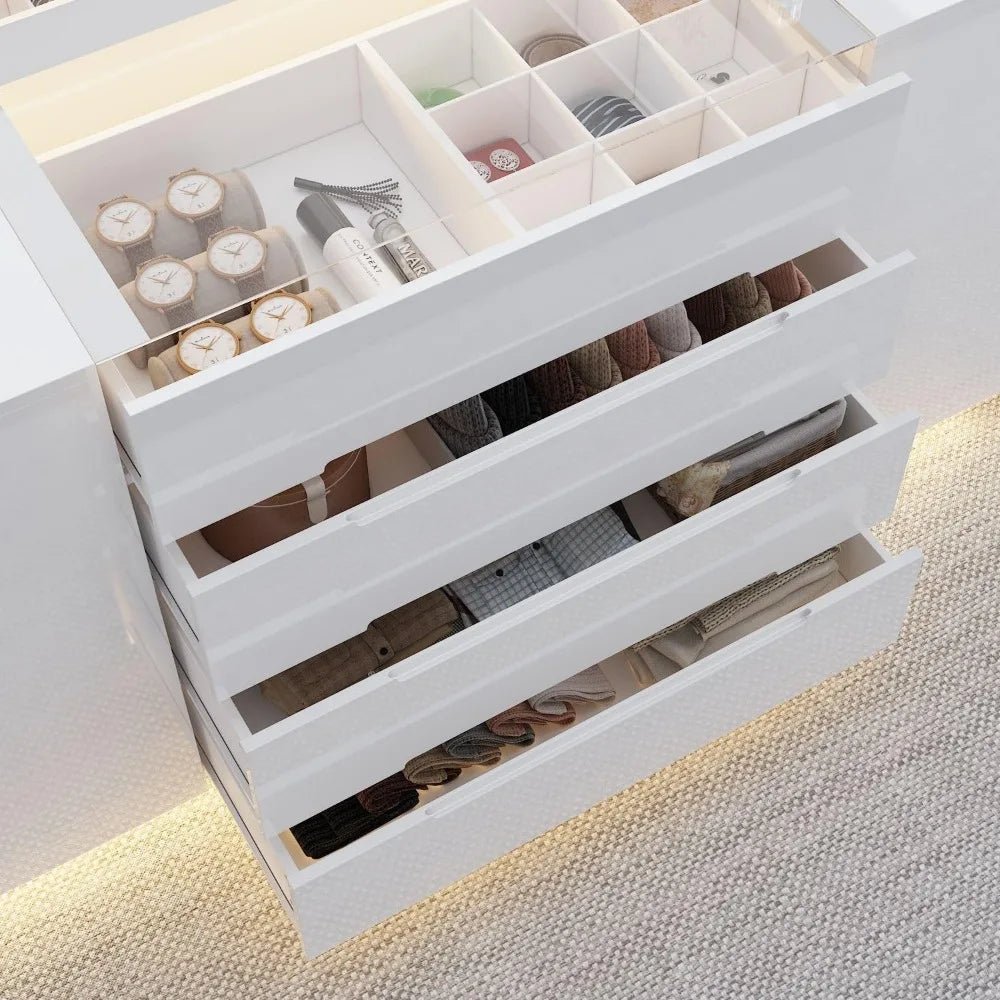 Modern White Dresser Island Wardrobe With 16 Drawers