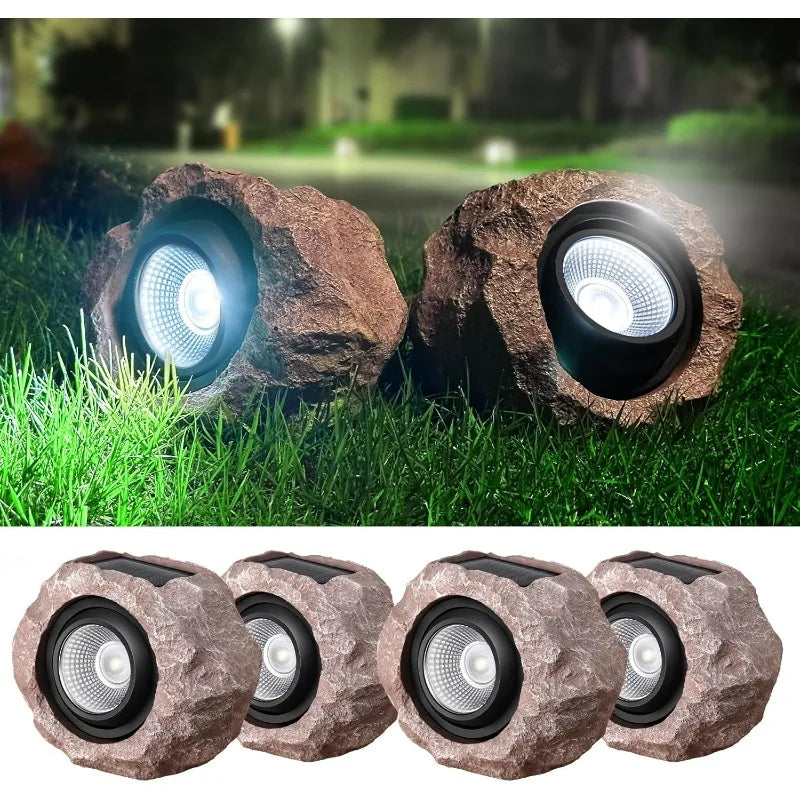 High-Concerned Solar Rock Lights for Lawn and Pathways