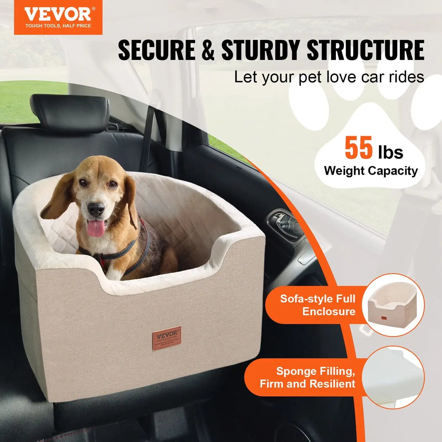 XMSJH Dog Booster Vehicle Seat With Enclosure For Pets