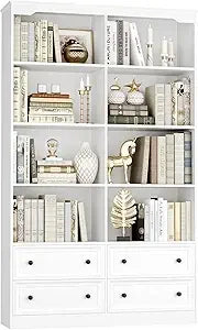 71 Inch Tall Bookshelf With 4 Drawers 6 Tier Wide Storage