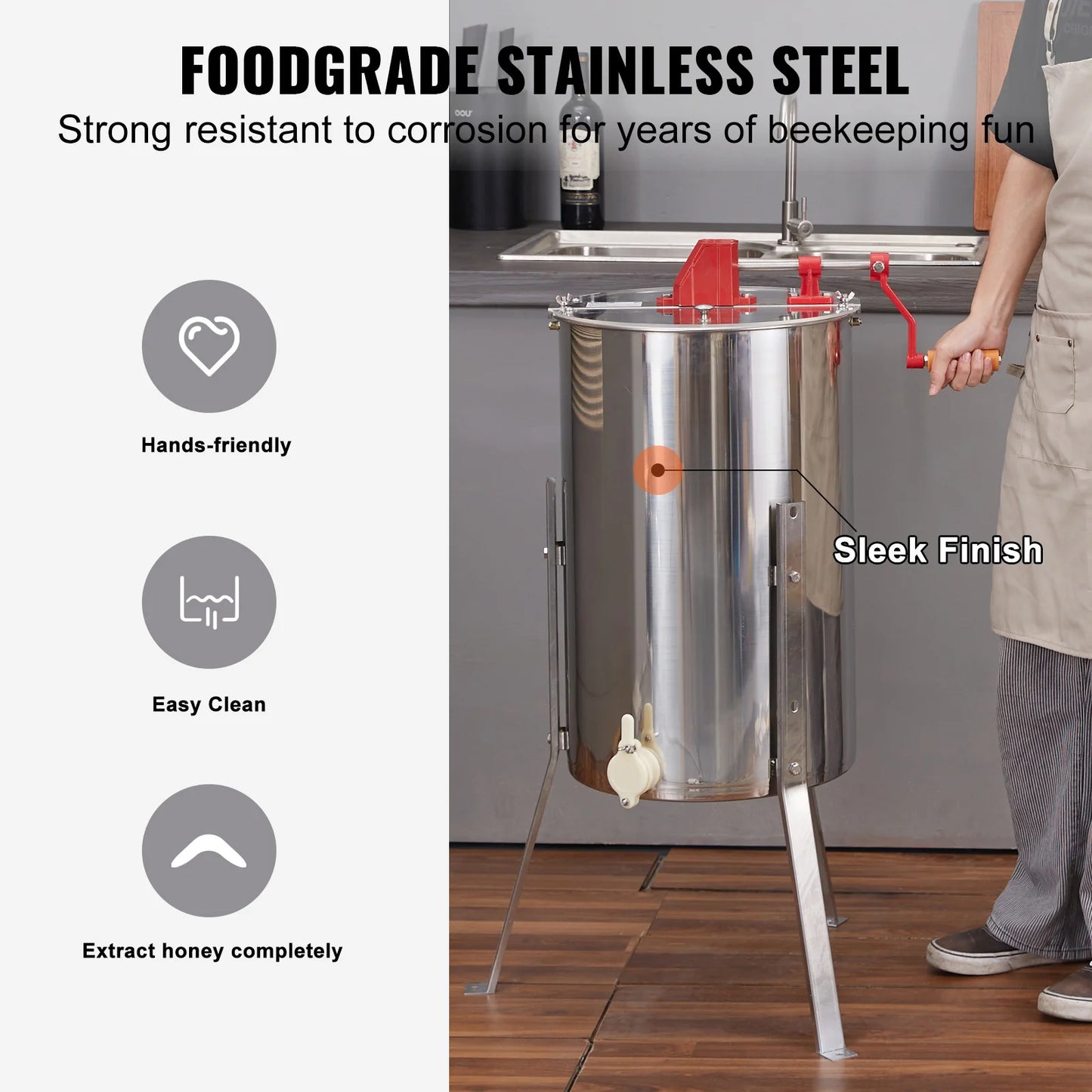 SucceBuy 3 Frame Manual Honey Extractor For Beekeeping