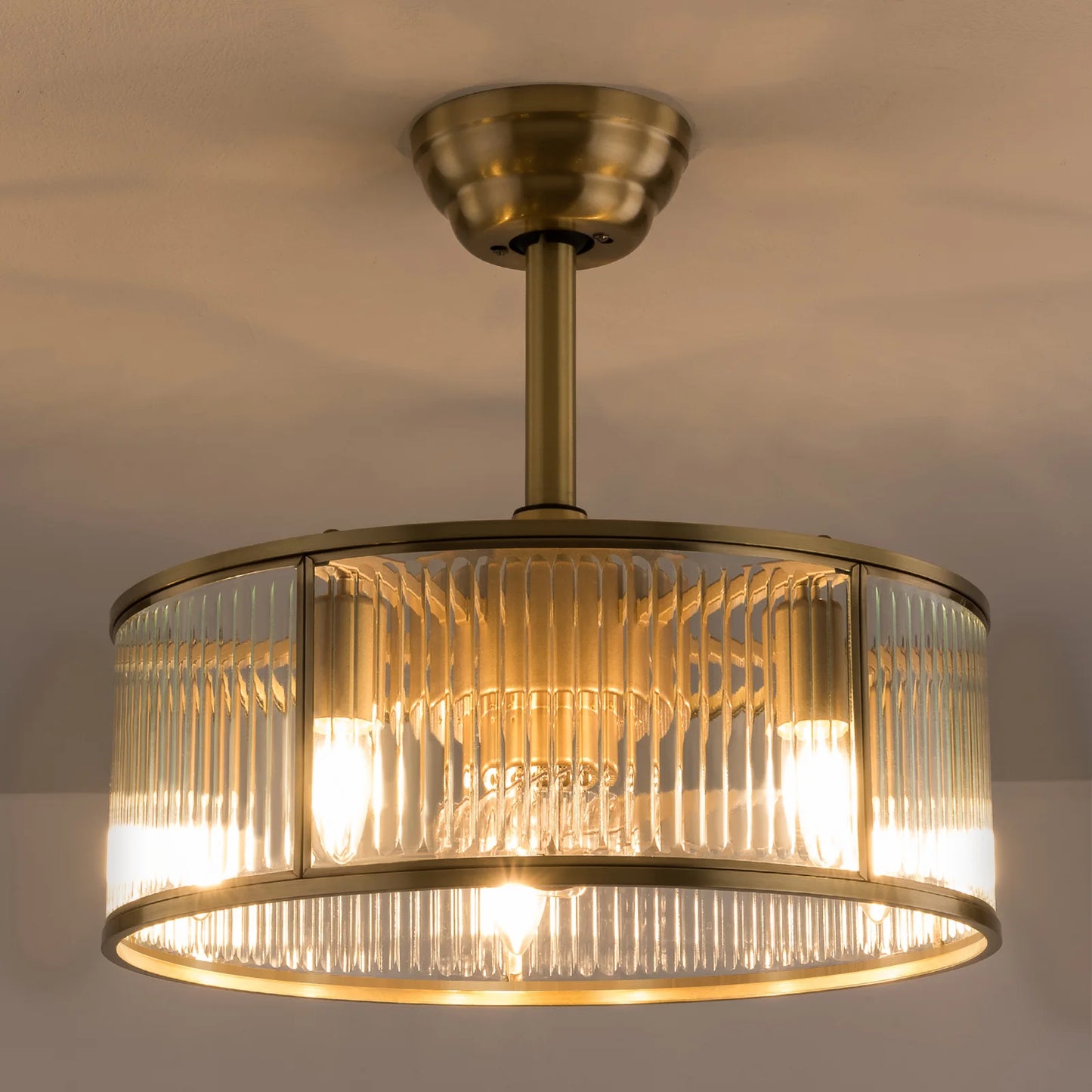 5 Light Caged Ceiling Fan With Remote Farmhouse Lighting