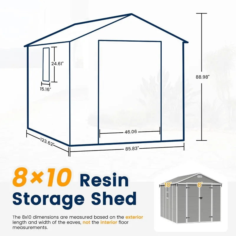 Resin Garden Storage Shed With Floor And Lockable Door