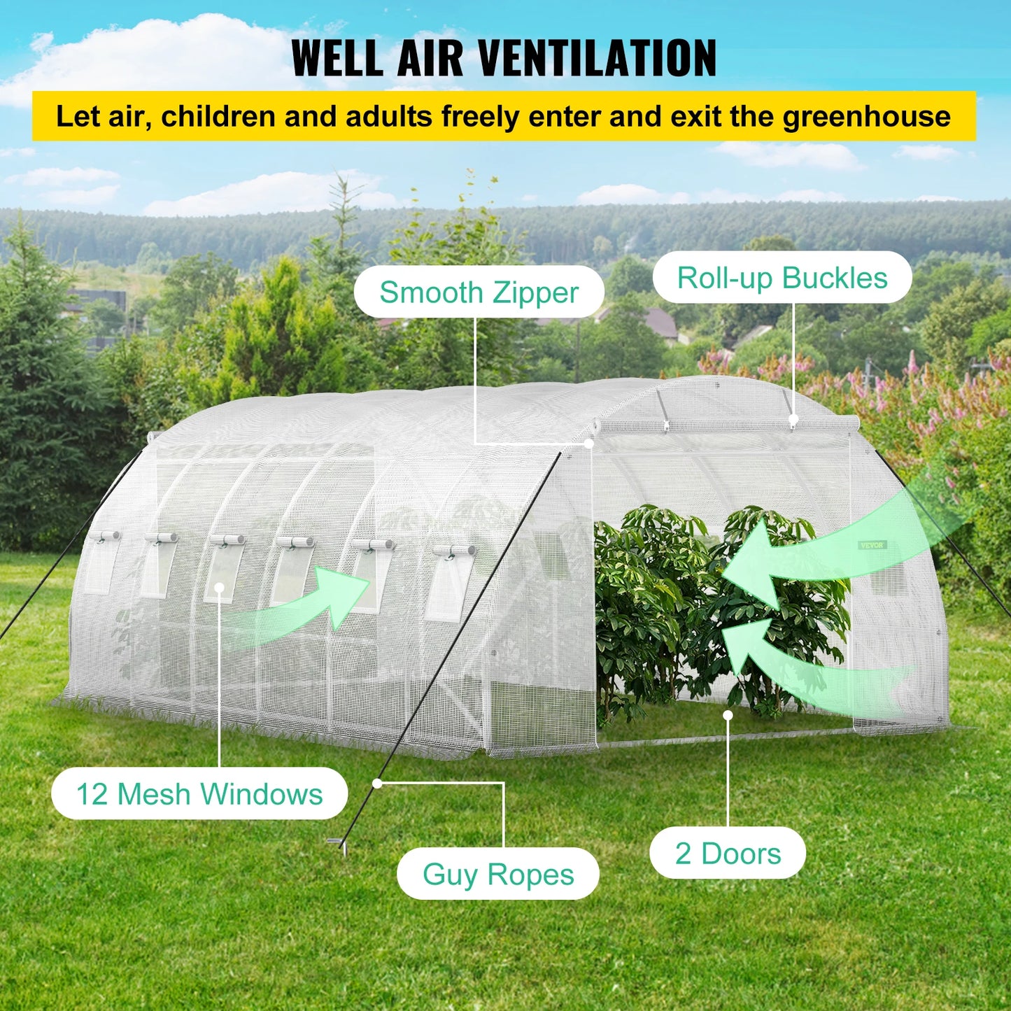 SucceBuy Walk In Tunnel Greenhouse Durable Frame System
