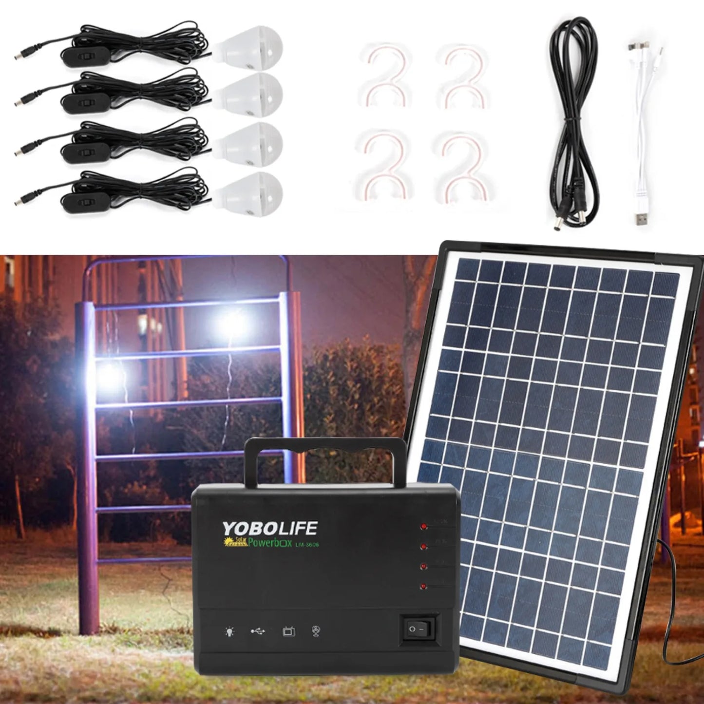 12V Portable Solar Power Generator Station With LED Kit