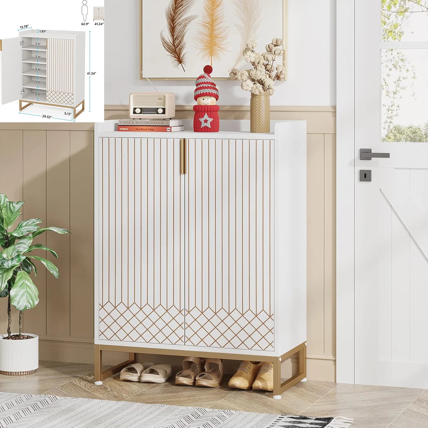 Shoe Cabinet with Doors for 20 Pairs Modern Shoe Storage Organizer for Entryway Living Room or Bedroom