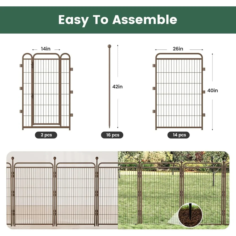 40 Inch Foldable Dog Playpen 16 Panel Indoor Outdoor