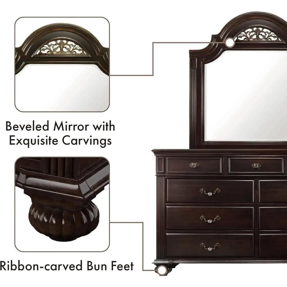Syracuse 6 Piece Solid Wood Traditional Bedroom Set