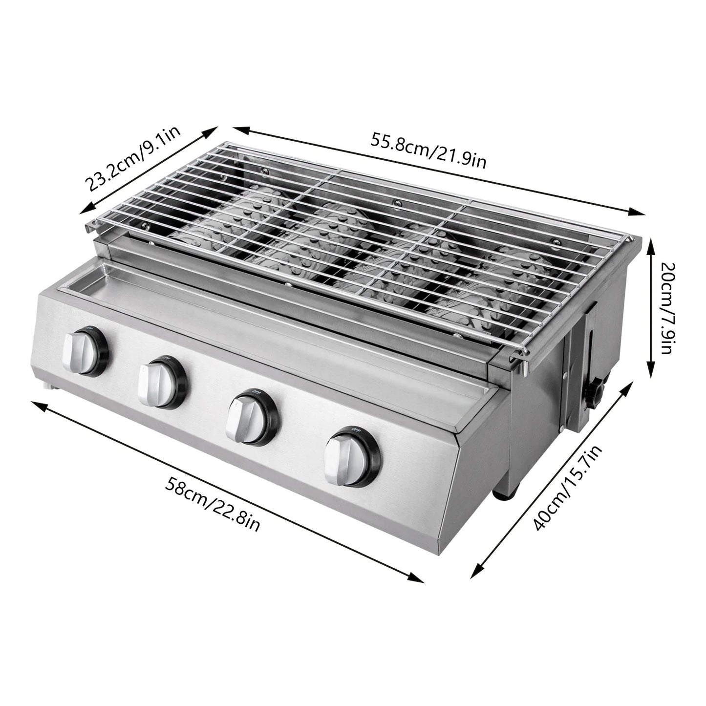 Garden LPG Gas Grill For Camping And Picnics Adjustable Height With Removable Oil Catch Tray