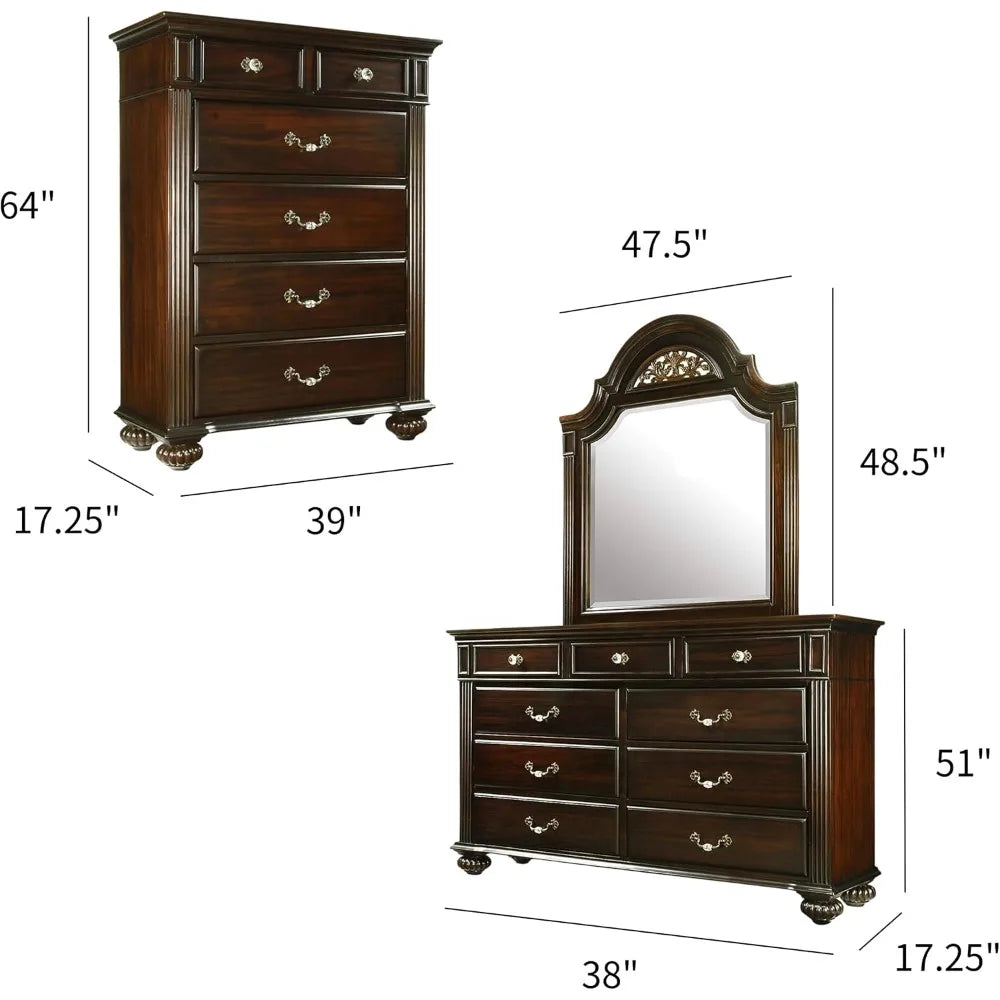 Syracuse 6 Piece Solid Wood Traditional Bedroom Set