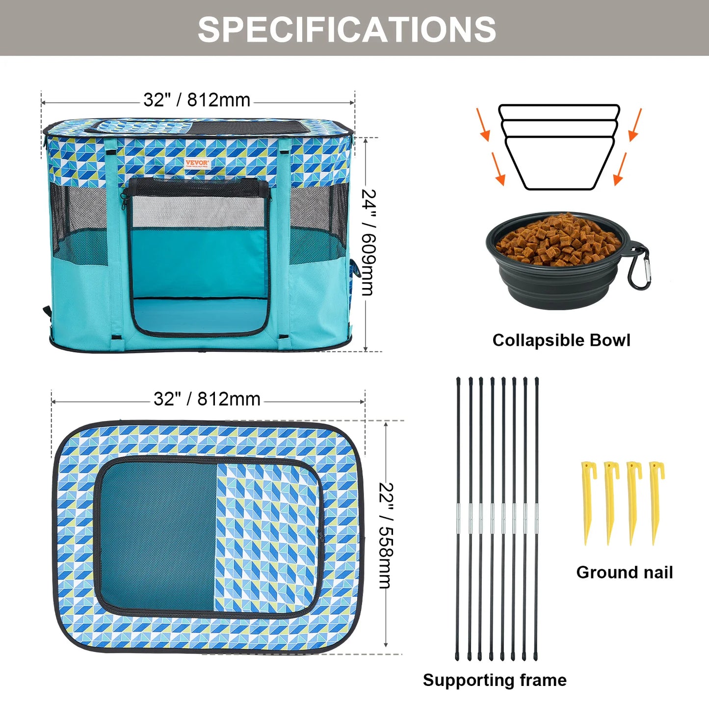 SucceBuy Portable Foldable Pet Playpen Tent Kennel Travel