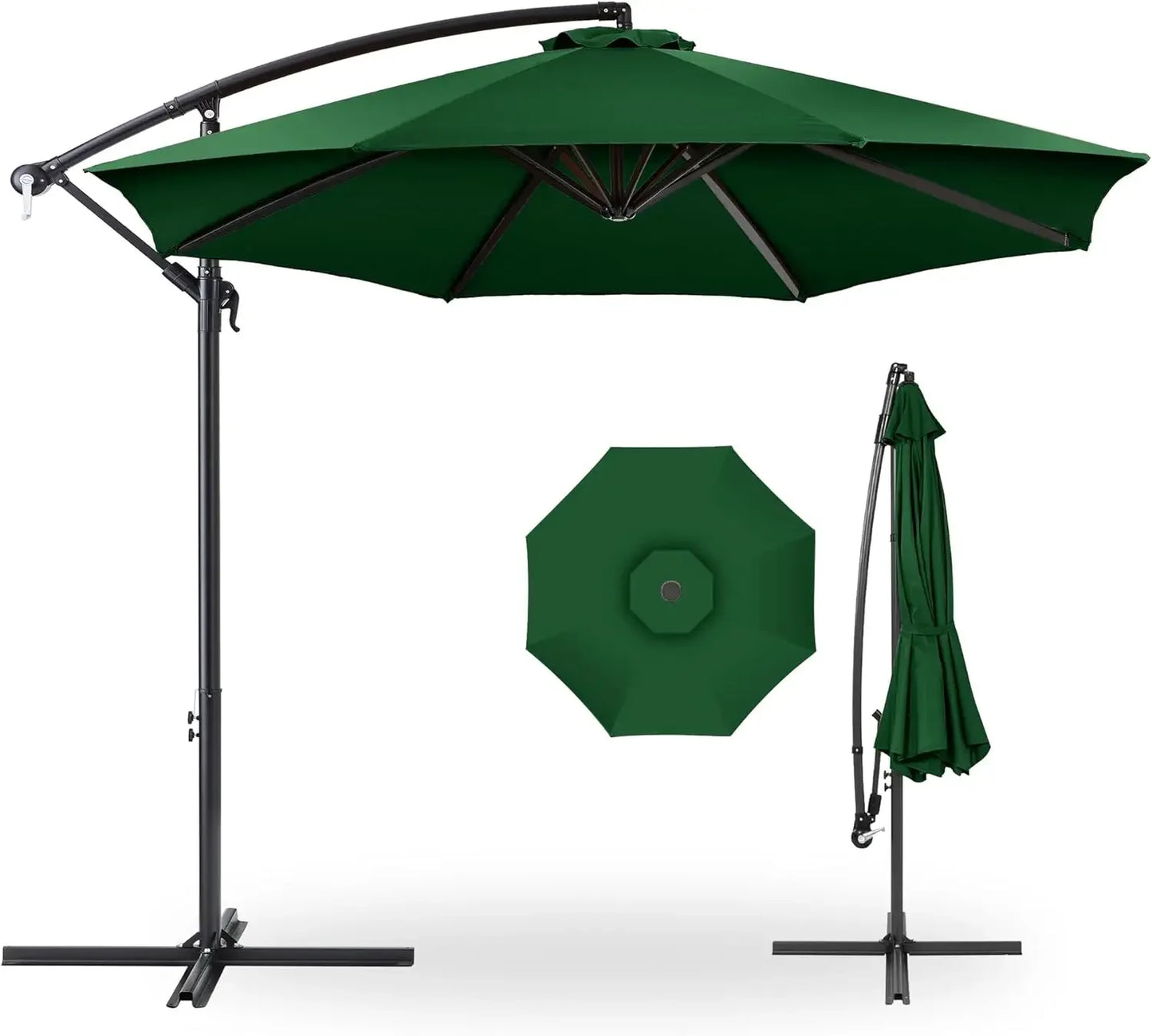 10ft Offset Hanging Patio Umbrella With Tilt And 8 Ribs