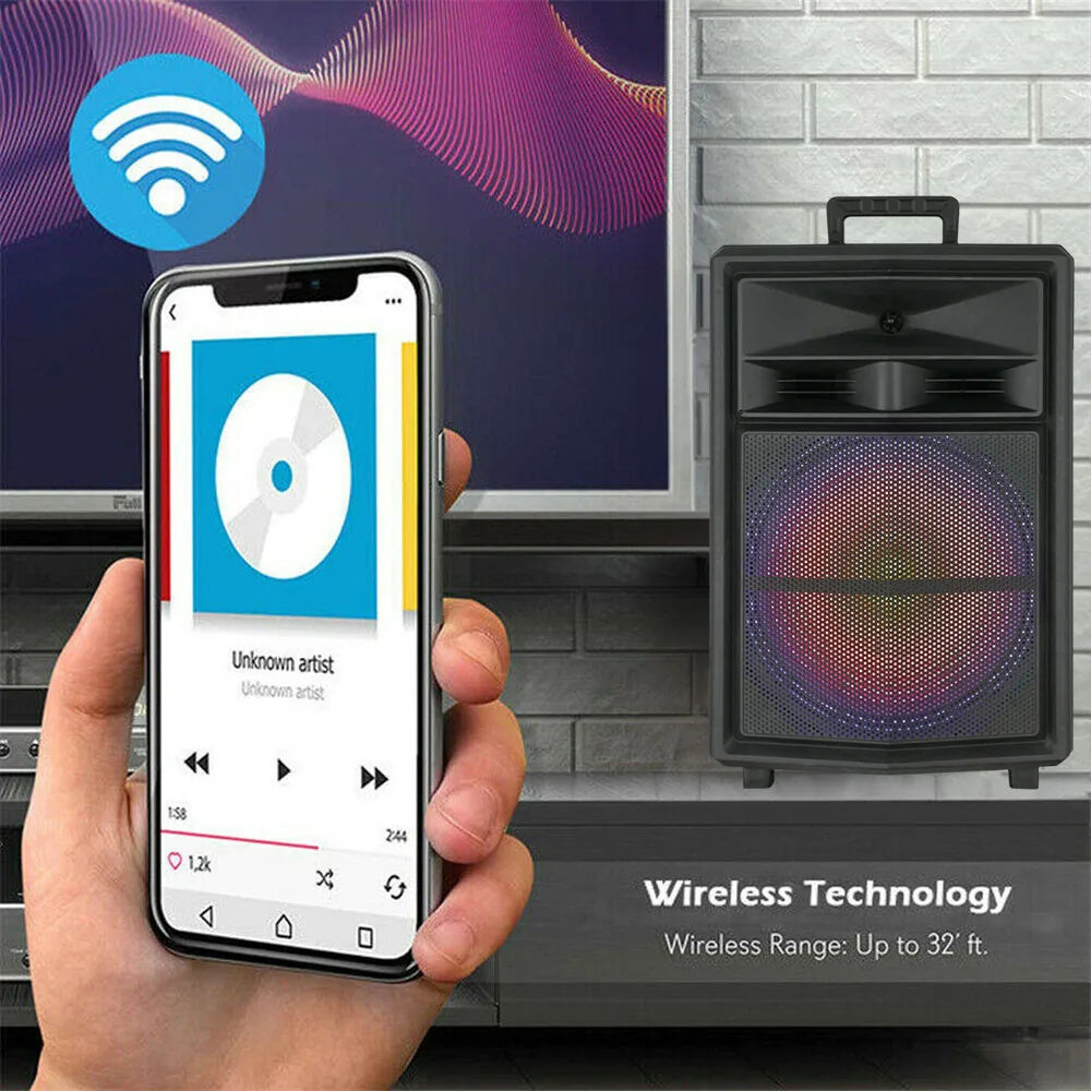 CURUK Loud Bluetooth Party Speaker with Subwoofer and Mic