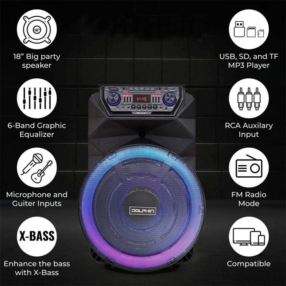 CURUK 4500W Portable Bluetooth Party Speaker With Subwoofer