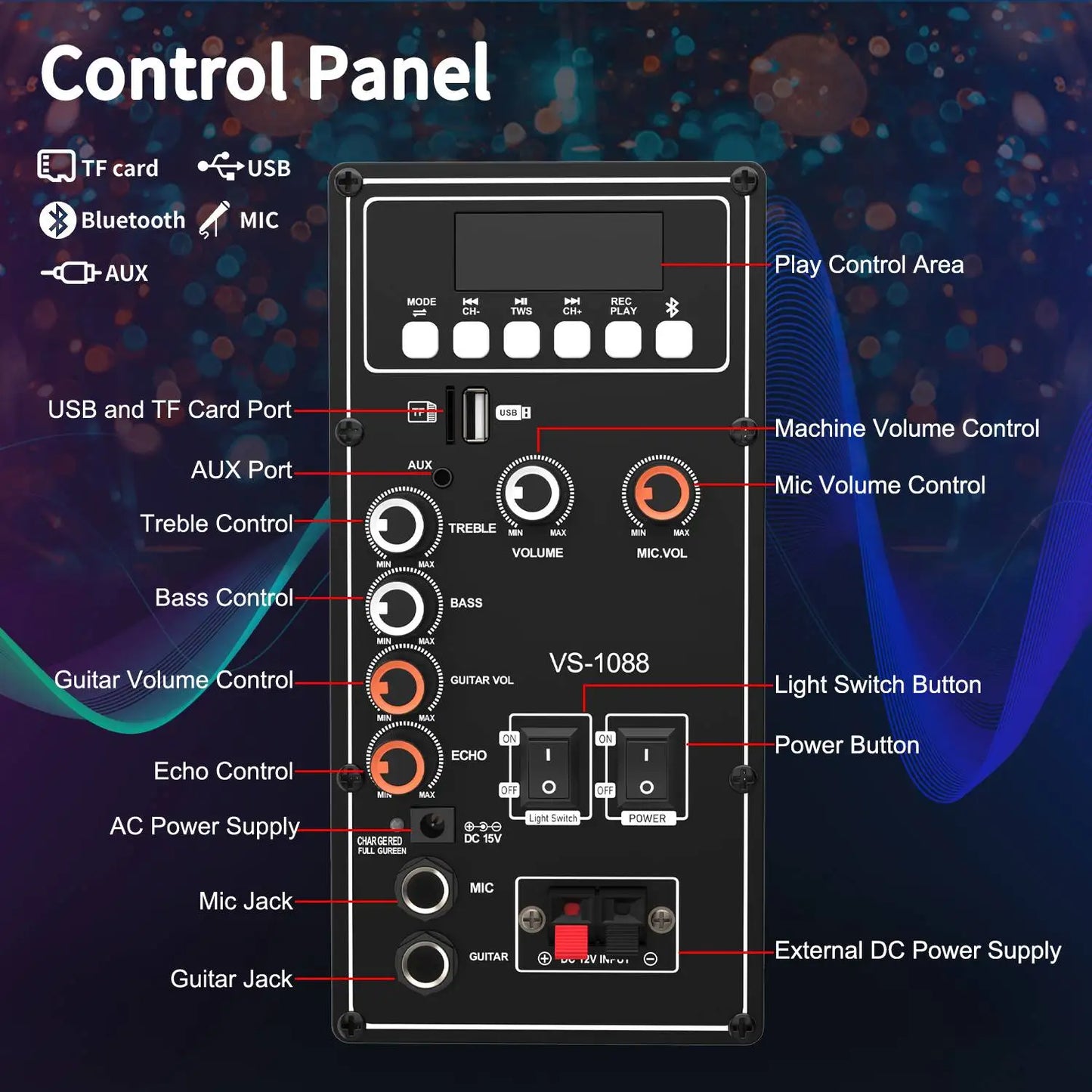 VeGue Karaoke Machine And Bluetooth Speaker PA System