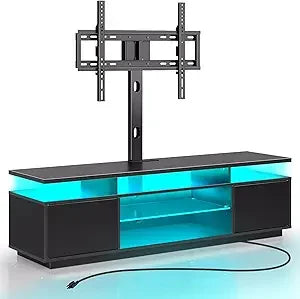 TV Stand with Mount and Power Outlet 51.2 Inch Swivel TV Stand Mount for 32 to 70 Inch TVs Height Adjustable Modern Entertainment Center