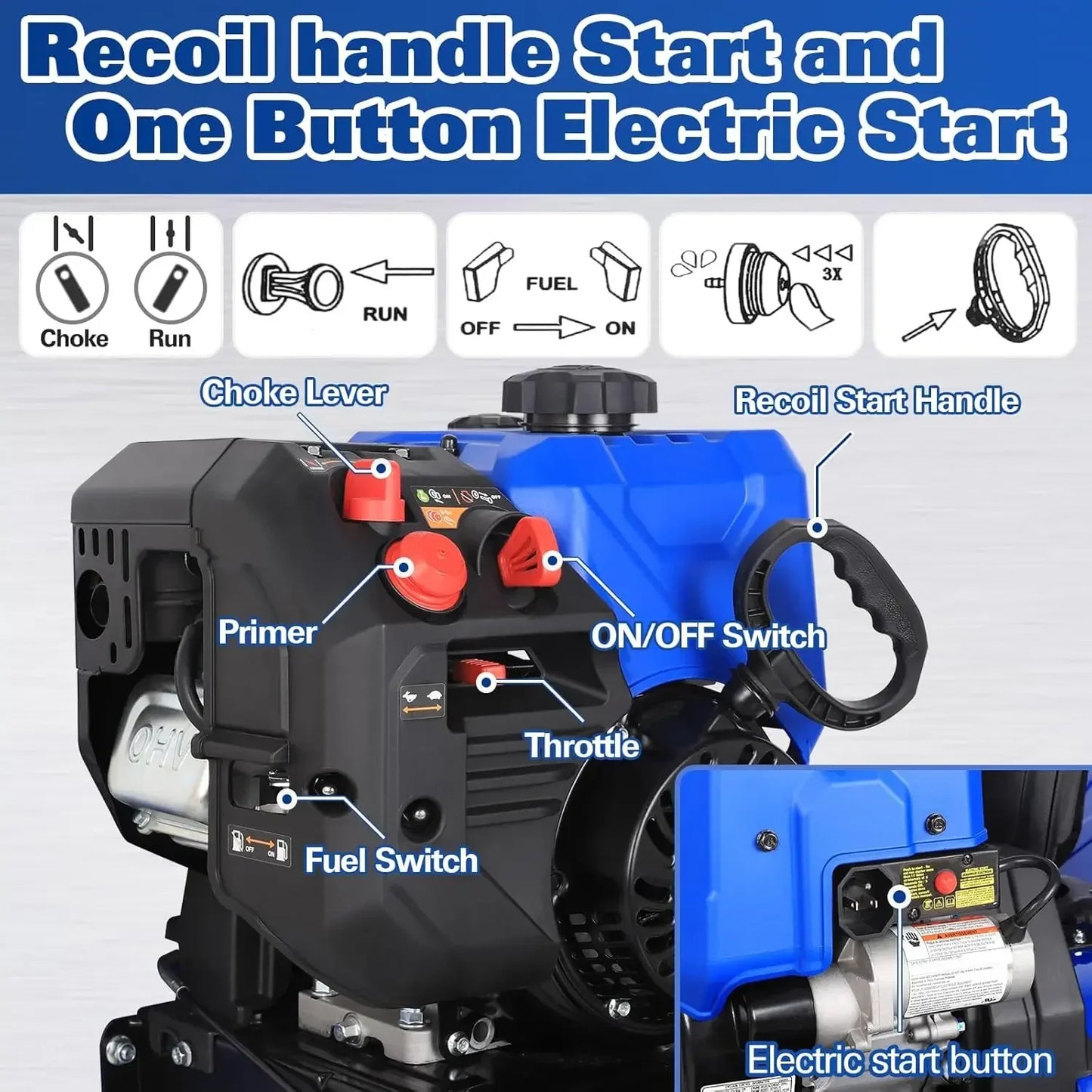 XMSJH Gas Snow Blower Two Stage With Electric Start