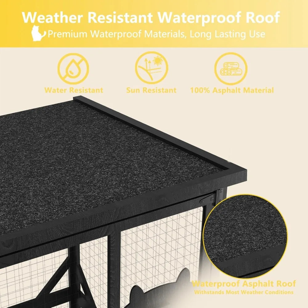 Outdoor Catio Cat Enclosure With Roof And Jumping Platforms