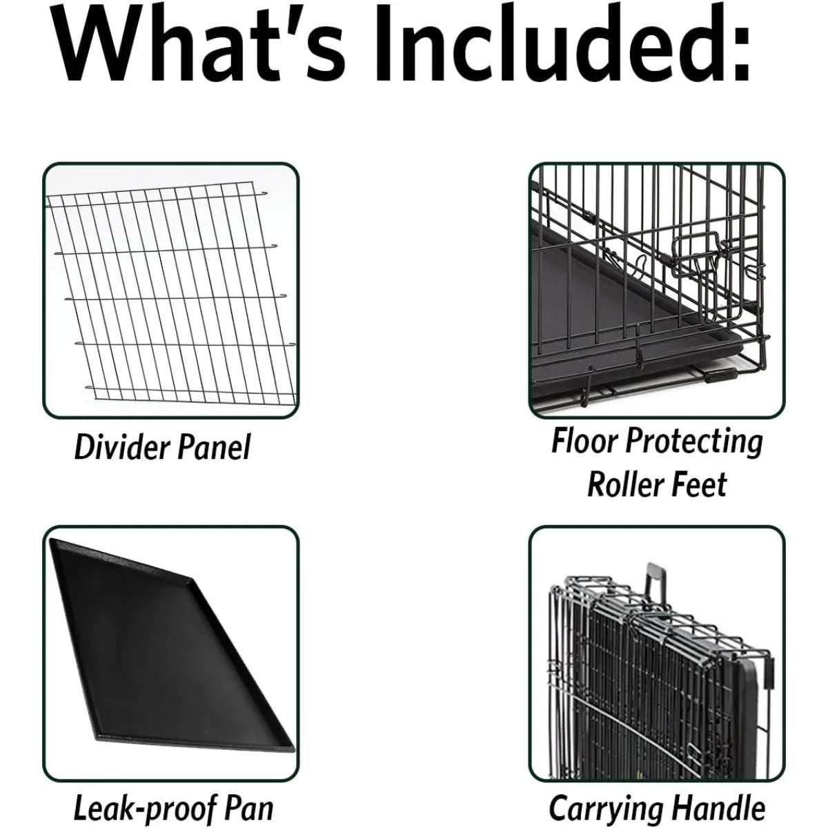 Heavy Duty Steel Double Door Dog Crate For Large Breeds