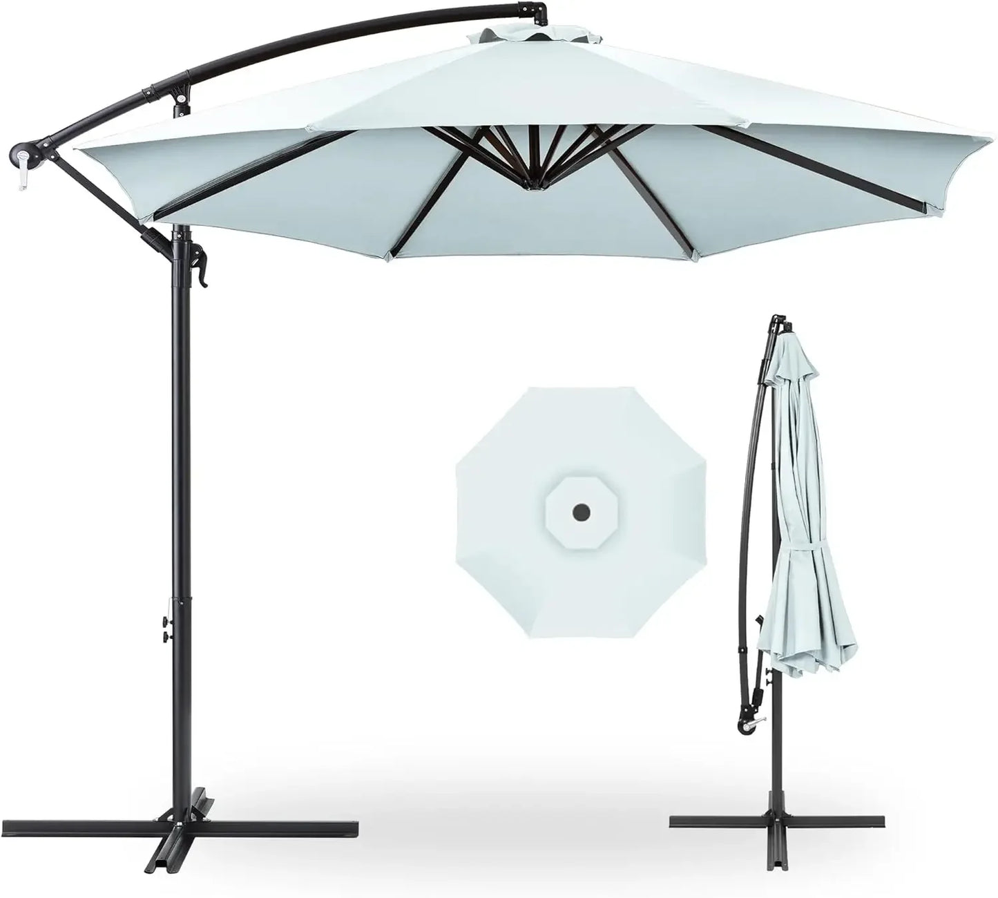 10ft Offset Hanging Patio Umbrella With Tilt And 8 Ribs