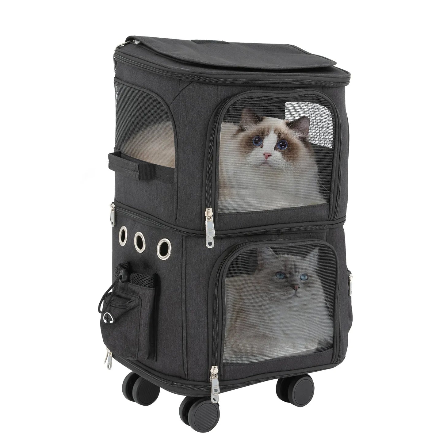 Breed Cat Carrier Double Compartment Rolling Travel Carrier