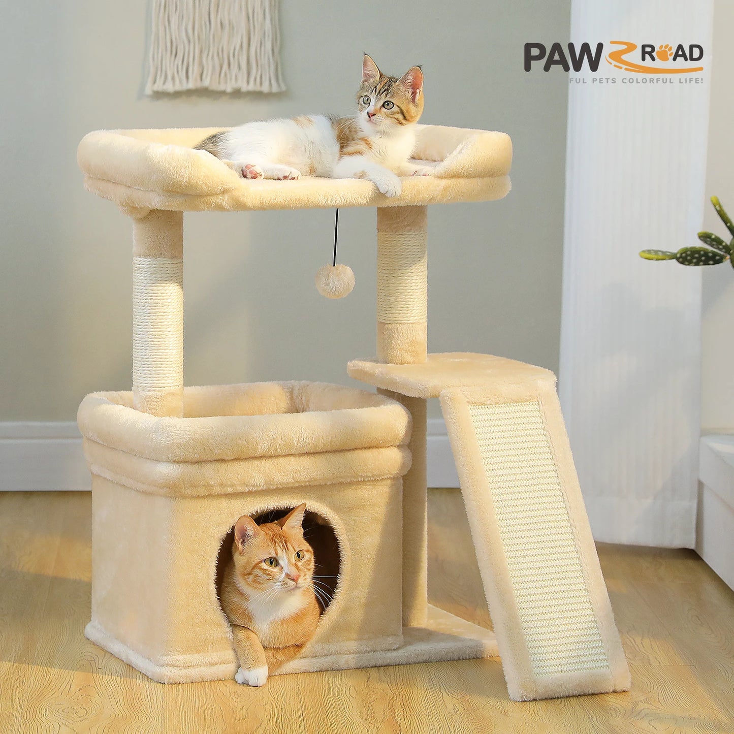 PAWZ Road Cat Tree Indoor Tower With Sisal Scratching Post Pad