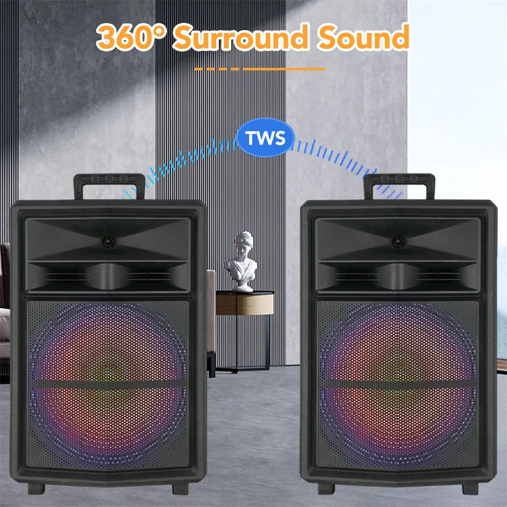 CURUK Loud Bluetooth Party Speaker with Subwoofer and Mic