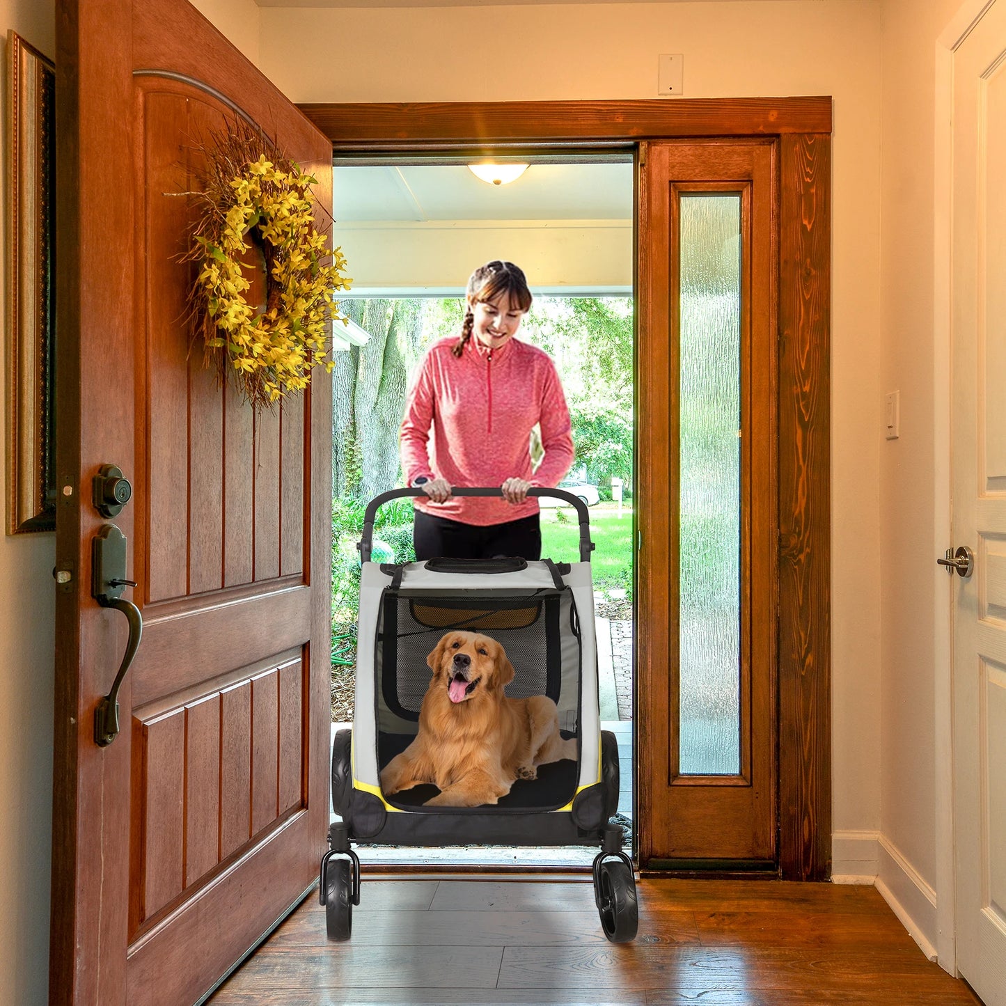 Heavy Duty Large Dog Stroller Jogger Foldable With Brakes