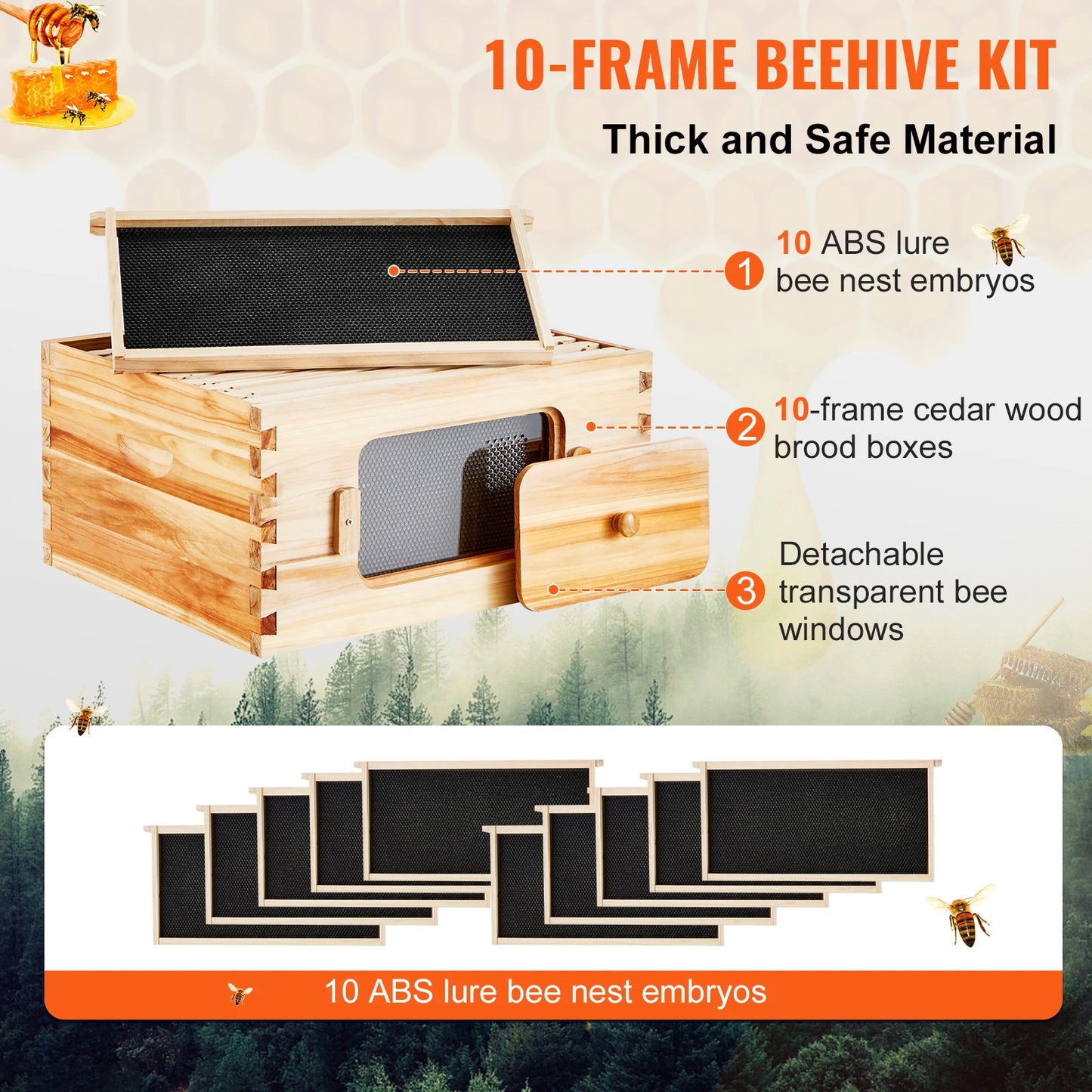 SucceBuy Natural Cedar Bee Hive Deep Box Starter Kit