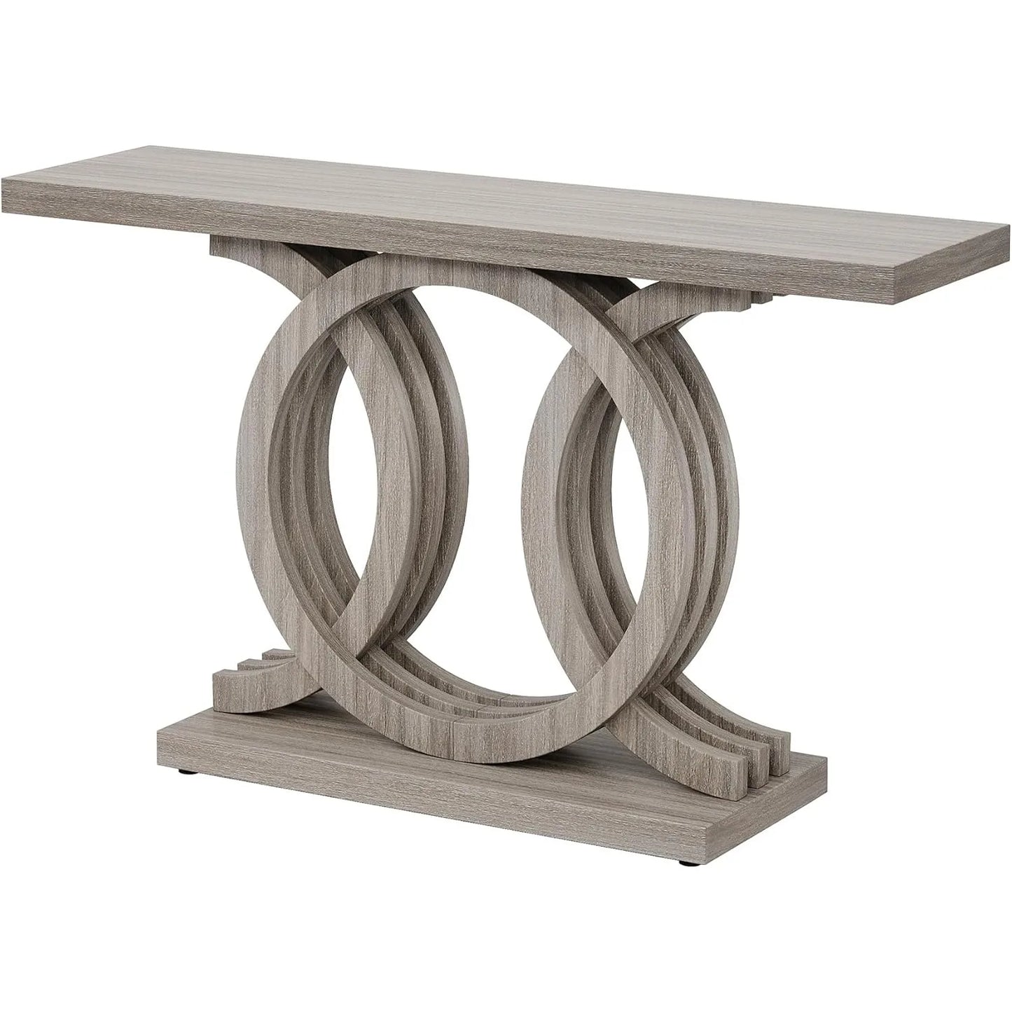 55 Inch Modern Console Table With Geometric Wood Base