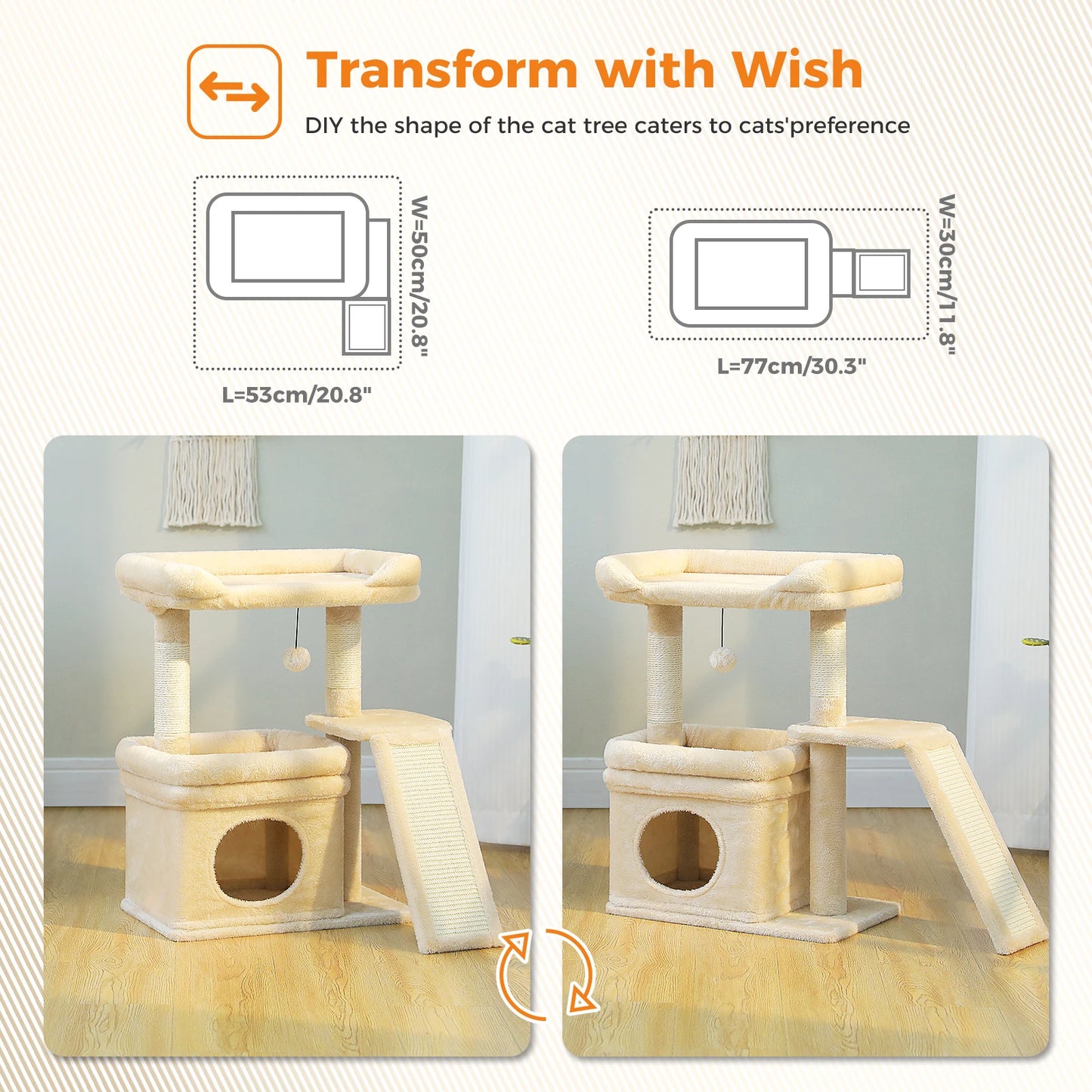 PAWZ Road Cat Tree Indoor Tower With Sisal Scratching Post Pad