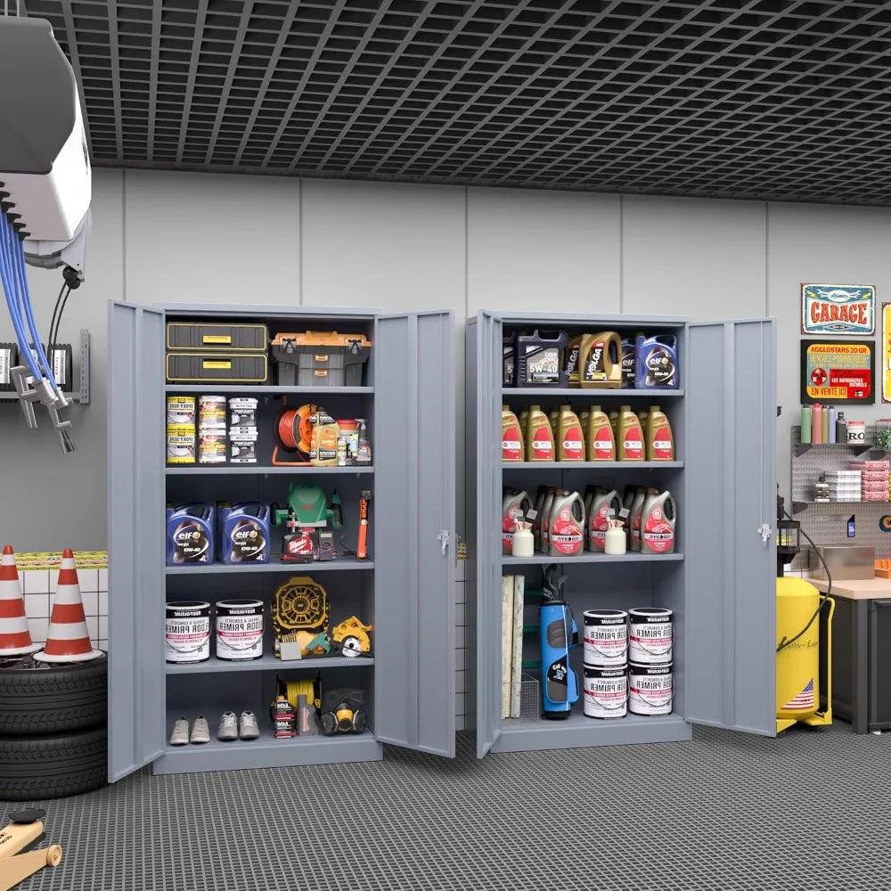 72 Inch Locking Metal Garage Storage Cabinet With Shelves