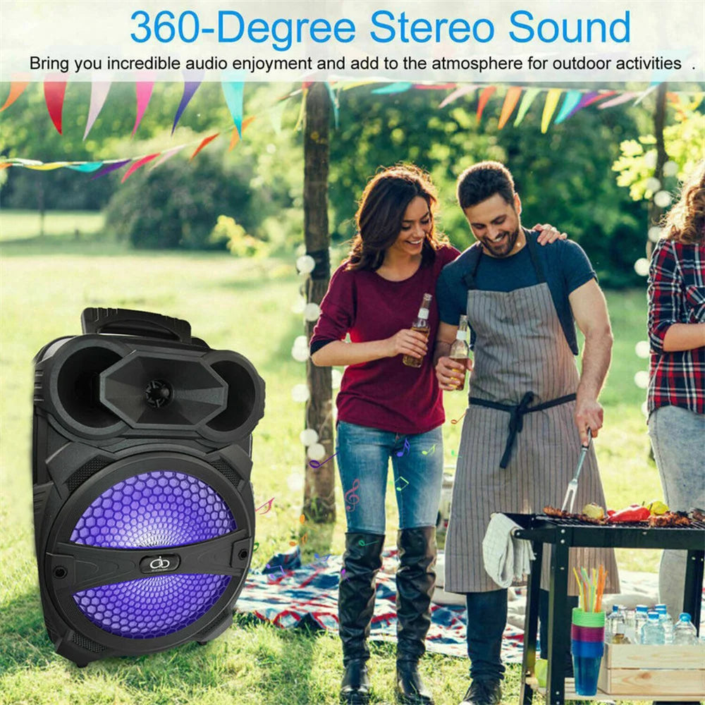 CURUK 1000W Portable Bluetooth Speaker LED Lights FM Radio