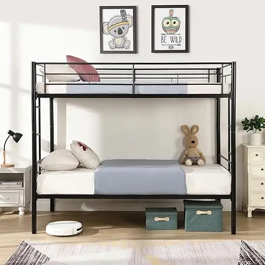 MKDK Twin Over Twin DurableMetal Bunk Bed Frame Ladders