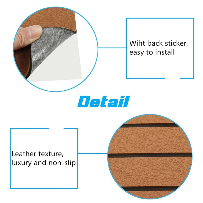 EVA Foam BoatDeckMatFauxTeak Selfadhesive AntiSlipTraction MarineFlooring YachtDecking AllWeatherDurable