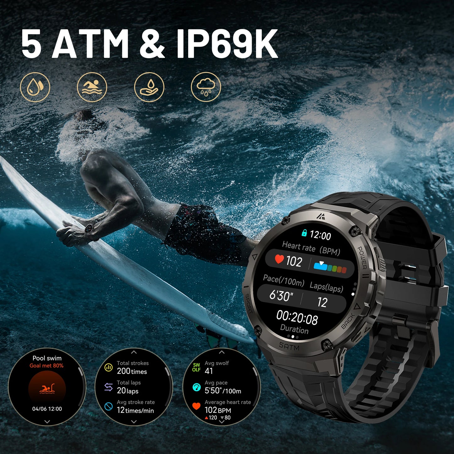 Hidamel T3E GPS Smart Watch For Men Compass Altimeter