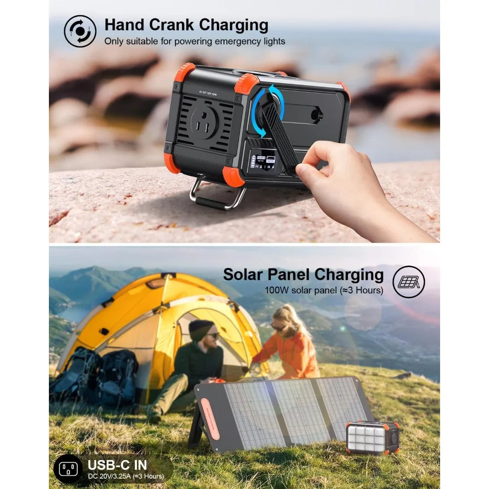 153Wh Portable Power Station Solar Generator With 120V AC Outlet