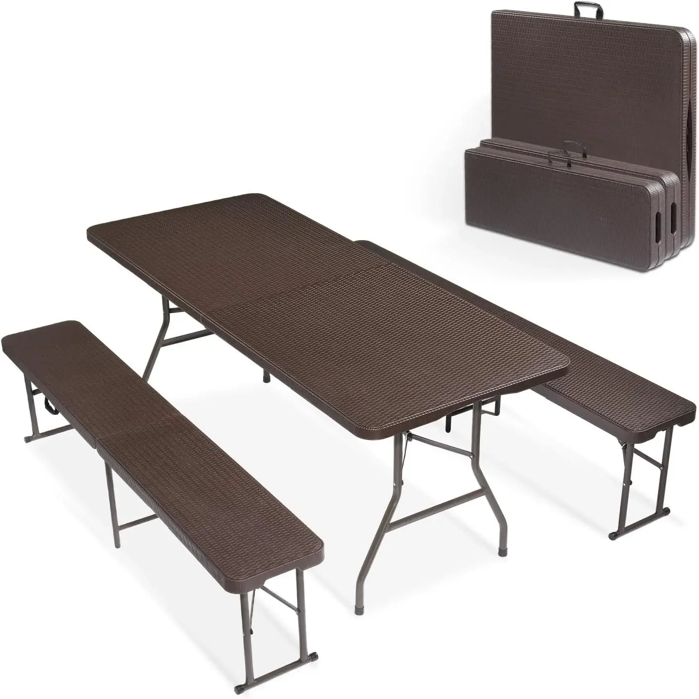 6 Foot Folding 3 Piece Picnic Table Set With Benches
