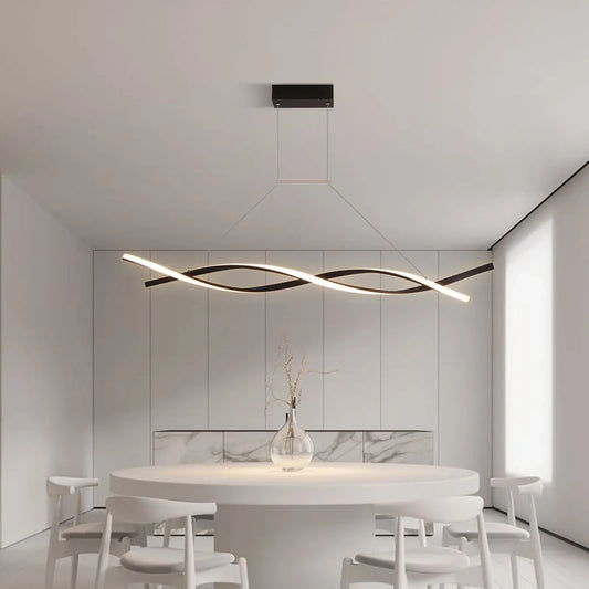 Modern Black Dimmable LED Pendant Light 46W Remote Ceiling