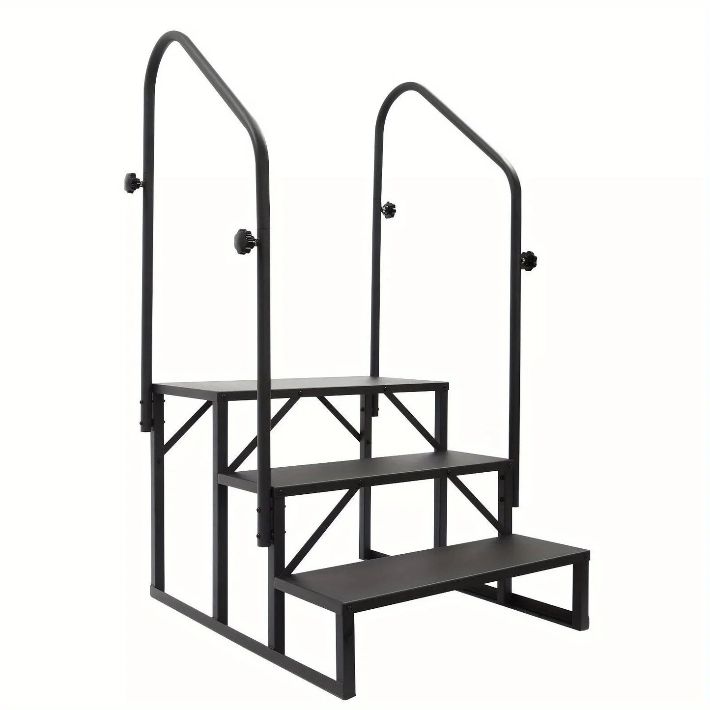 IndustrialGrade Stainless Steel ThreeStep Stairs With Ergonomic Handrails Mobility
