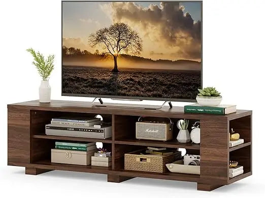 Starjoy Wood TV Stand for 65 Inch Flat Screen, Modern Entertainment Center With 8 Open Shelves, Farmhouse Storage Cabinet for L|