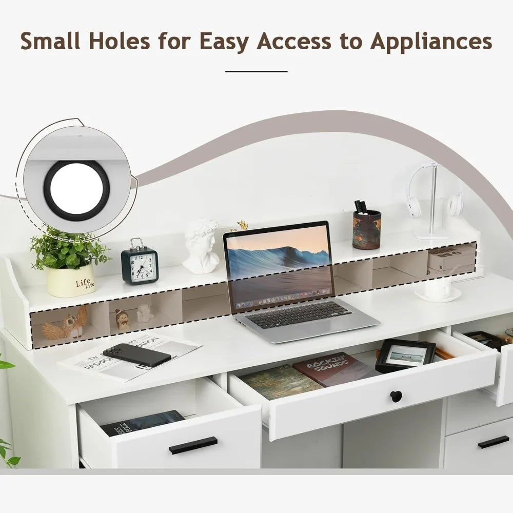 GUANGBAI Executive Desk With Hutch And Storage Computer Desk For Home Office Organization