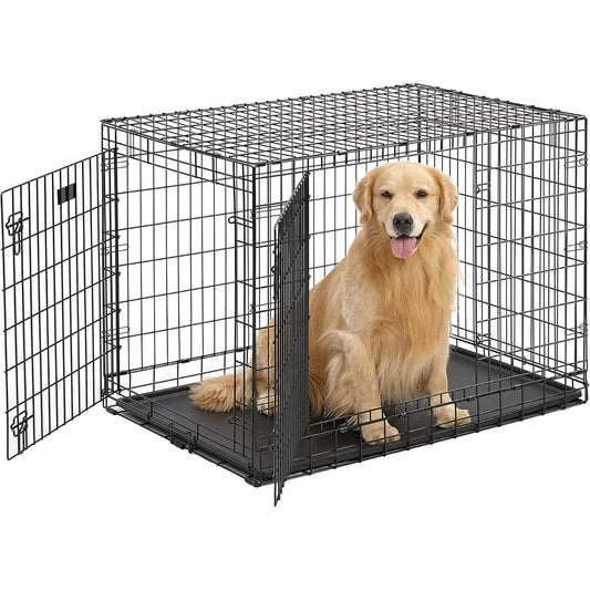Heavy Duty Steel Double Door Dog Crate For Large Breeds