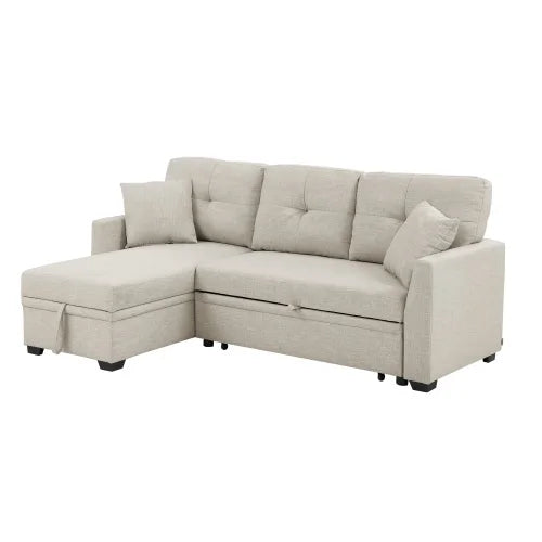 83 Inch Pull Out Sofa Bed With Two Pillows For Four