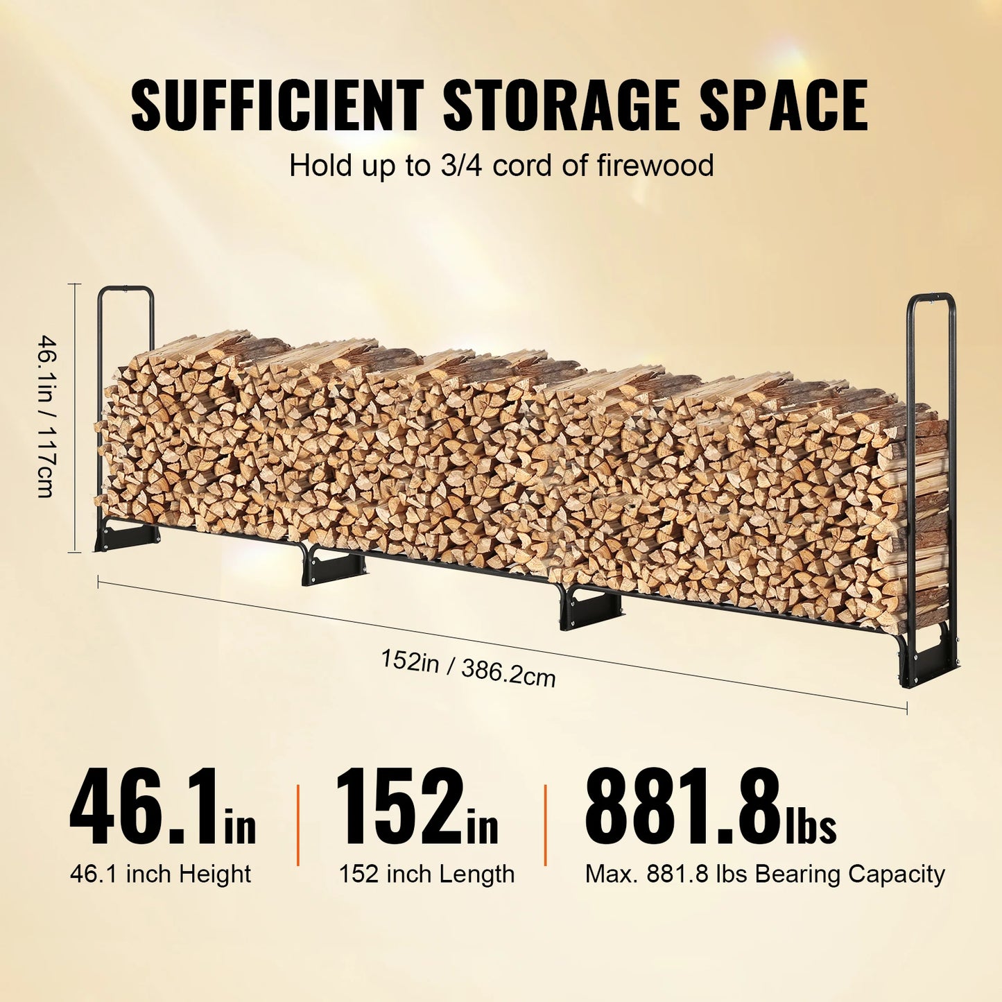 SucceBuy Firewood Rack With Cover Eco Friendly Metal Frame