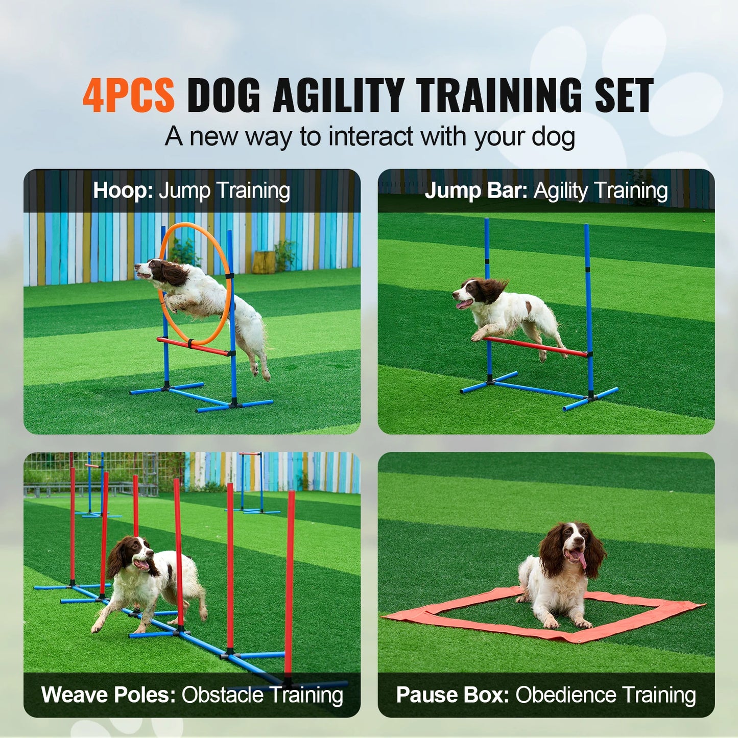 SucceBuy Dog Agility Equipment Set With Adjustable Hurdles