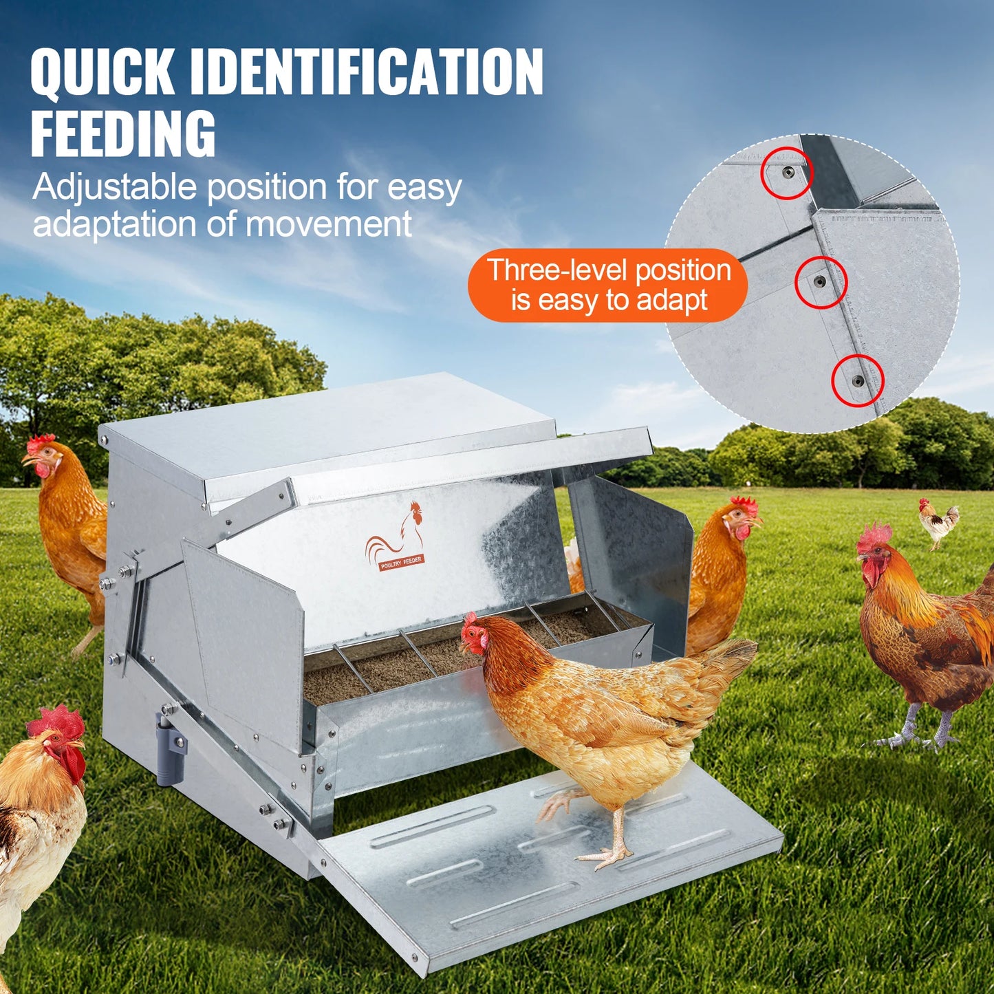 SucceBuy Automatic Chicken Feeder Galvanized Steel 25 Lbs
