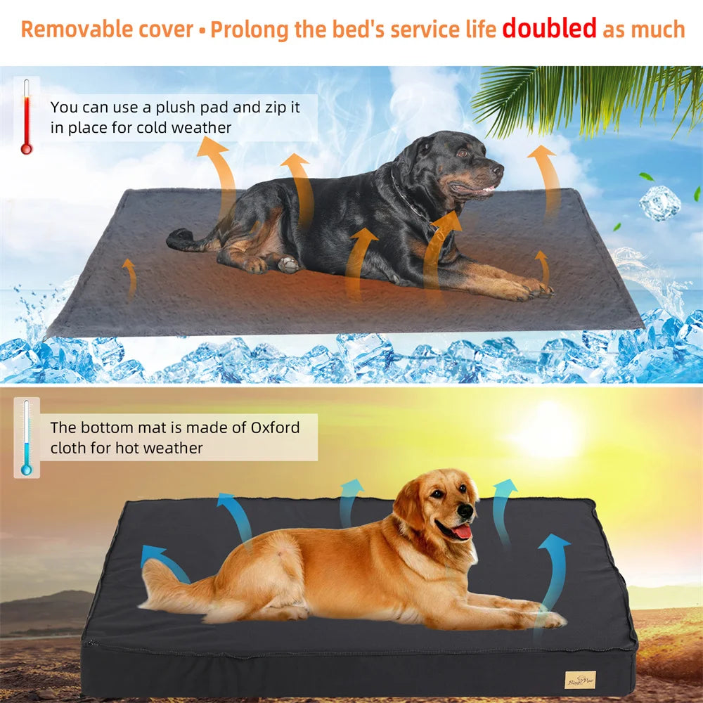 Large Orthopedic Waterproof Dog Bed With Washable Cover